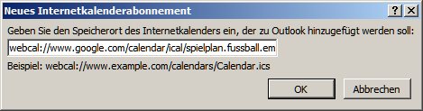 paste the calendar URL for Euro 2016